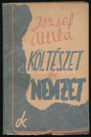 József Attila: Költészet és nemzet. József Attila hátrahagyott írásai közül Sándor Pál válogatta ki és rendezte sajtó alá. Bp.,[1941], Dokumentum Könyvek,(Nádor-ny.),63+1 p. Első kiadás. Kiadói papírkötés.