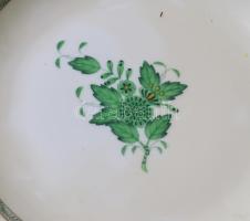 Herendi Apponyi zöld mintás mélytányér szett, 6 darab, jelzett, hibátlan, d: 24 cm