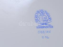 Herendi Apponyi zöld mintás mélytányér szett, 6 darab, jelzett, hibátlan, d: 24 cm