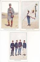 Honvédség Története 1868-1918 - 10 db régi színes magyar katonai képeslap Garay szignóval / 10 pre-1945 Hungarian military art postcards