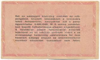 1946. 1.000.000AP 6 jegyű sorszámmal, hátoldalon fordított címerrel T:F,VG szakadás, folt, tűlyuk