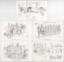 Honvédség Története 1868-1918 - 10 db régi fekete-fehér magyar katonai képeslap Garay szignóval / 10 pre-1945 Hungarian military art postcards