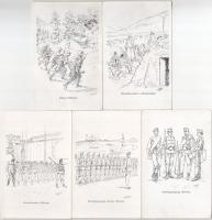 Honvédség Története 1868-1918 - 10 db régi fekete-fehér magyar katonai képeslap Garay szignóval / 10...