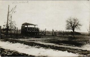 1916 Magyar katonák Wolhyniában. Tábori őrs az orosz fronton / WWI Austro-Hungarian K.u.K. military, soldiers in Volhynia. photo (ragasztónyom / glue marks)