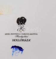 Hollóházi Szász Endre által tervezett mintával díszített tányér. Matricás, jelzett, minimális kopáss...