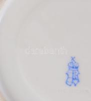 Óherendi Viktória mintás fedeles csokoládés csésze alátéttel. Jelzett, csészén és fedelén repedéssel...