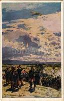 Beschiessung einer deutschen Taube. Deutscher Luftflotten-Verein / WWI German military art postcard ...