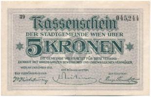 Ausztria / Bécs 1918. 5K helyi bankjegy T:F apró szakadás Austria / Wien 1918. 5 Kronen local banknote C:F small tear