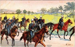 Italian military art postcard, cavalrymen. litho (fl)