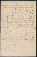 cca 1863 Jiddis nyelvű, kézzel írt levél