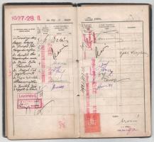 1927 Báró Czikann-Zichy Móric diplomata egyetemi leckekönyve, sok aláírással, fényképpel