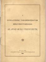 A gyulavidéki takarékpénztár részvénytársaság alapszabály tervezete; Gyula 1902 Dobay János