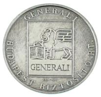 1989. "Generali Budapest Biztosító Rt." jelzett Ag emlékérem tokban (31,20g/0.925/42,5mm) T:XF felületi karcok