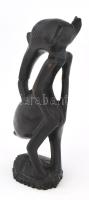 Afrikai groteszk alak. Ébenfa szobor talpazata ragasztott 28 cm