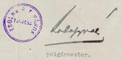 1911 Zsolna, Rada Ignác, Zsolna város polgármestere által aláírt irat