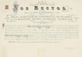 1930 Báró Czikann-Zichy Móric diplomata diplomája és szigorlati bizonyítványa