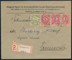 1900 Ajánlott levél 3 x 5kr és Turul 5f vegyes bérmentesítéssel "BUDAPEST" - Temesvár / Registered cover with mixed franking