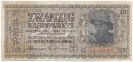 Ukrajna / Német megszállás 1942. 20K T:VG Ukraine / German occupation 1942. 20 Karbowanez C:VG Krause P#53