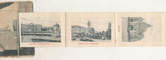 Szeged, Erzsébet királyné (Sisi) szobor. leporellólap 10 képpel, közte vasútállomás és zsinagóga. Gr...
