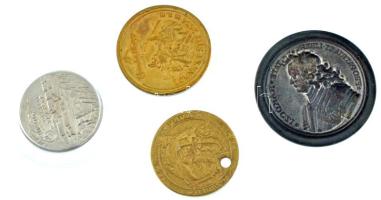 Vegyes 4db-os vegyes magyar és külföldi emlékérem, zseton tétel, közte "Szlovákia / Lomnici-csú...