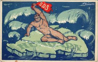 SOS Mentsétek meg Magyarországot! Országos Propaganda Bizottság / S.O.S.! People of the West! Save us! Hungarian irredenta propaganda art postcard s: Biró (fl)