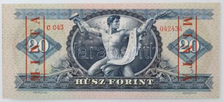 1960. 20Ft "C 043 - 042434" sorozat és sorszámmal, piros "MINTA" felülnyomással ...