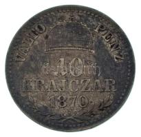 1870KB 10kr Ag "Váltó Pénz" T:VF,F patina Adamo M10.1