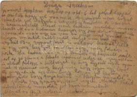 1943 Grosz Sándor zsidó KMSZ (közérdekű munkaszolgálatos) tábori posta B.213. levele feleségének. Ju...