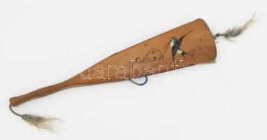 Antik "Balatonberény" feliratú legyező, javított, működik, h: 25 cm