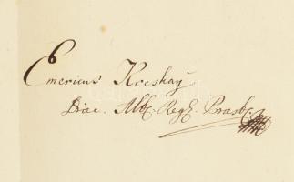 1788 Kreskay Imre Tamás (1748-1809.) pálos rendi, majd világi pap, költő autográf aláírással ellátot...