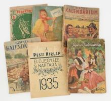 KIncses Kalendárium 1952, 1953, 1960, 1962 + Segítsetek református naptár 1943, kissé viseltes állapotban.