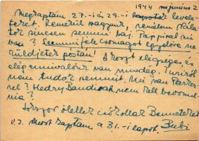 1944 Buchsteiner László zsidó KMSZ (közérdekű munkaszolgálatos) tábori posta II./2. levele családján...