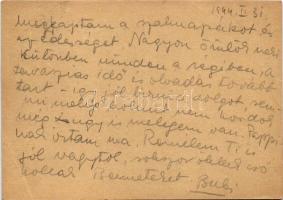 1944 Buchsteiner László zsidó KMSZ (közérdekű munkaszolgálatos) tábori posta II./2. levele családján...