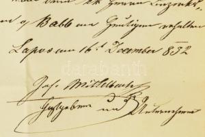 1852 Magyarlápos Erdély (Targu Lapus, RO) Nyugta 2G benyomott szignettával