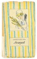 Janikovszky Éva: Aranyeső. Regény. A szerző, Janikovszky Éva (1926-2003) Kossuth- és József Attila-díjas író által DEDIKÁLT példány. Bp., 1972, Móra. Würtz Ádám rajzaival. 2. kiadás. Kiadói félvászon-kötés, sérült, hiányos kiadói papír védőborítóban.