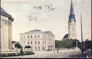 Igló town hall and church (small tear)