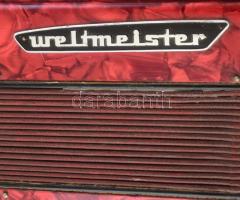 Weltmeister bordó tangóharmonika, jó állapotban, hangolást igényel, 40x34 cm