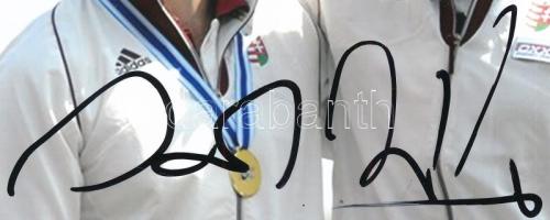 Dombi Rudolf (1986- ) olimpiai és Európa-bajnok kajakozó autográf aláírása őt ábrázoló képen, 10x15 ...