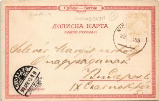 1899 (Vorläufer) Sokobanja, Soko Banja; castle ruins, villa. Art Nouveau, floral, litho (EB)