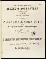 Erdély Nagyfejedelemséget illető országos kormánylap, 1856-dik évfolyam I. rész I-től XVIII-ig terjedő darab. Három nyelven. Félvászon kötés, kopottas állapotban.