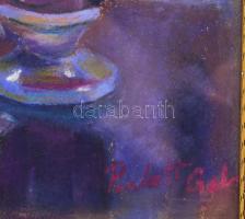 Perlrott Csaba jelzéssel. Csendélet. pasztell, papír. Üvegezett, dekoratív fakeretben. 52x41,5 cm