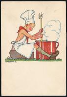 1937 Holland Jamboree-ről hazaküldött képeslap Márton Lajos (1891-1953) grafikájával