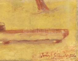 Iványi Grünwald Béla jelzéssel: Gémeskút. Olaj, farost. Kissé sérült. 43x61 cm