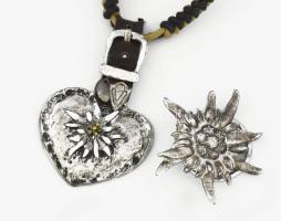 Havasi gyopár díszítésű bross és nyakléánc