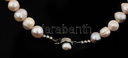 Irizáló tenyésztett gyöngy nyaklánc, h: 46 cm