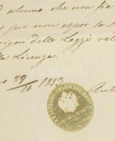 1853 Spilimberg csendőrparancsnokság levele pecséttel oroszlános vízjeles papíron / Spilimberg lette...