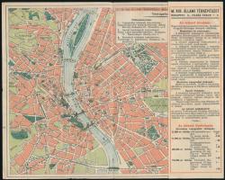 1931 A M. Kir. Állami Térképészet színes reklámprospektusa, a budapesti árusítóhelyek térképével, ki...