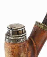 Antik tajtékpipa, szerelékkel, kis sérüléssel, h: 26 cm