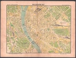 cca 1912-1919 Budapest térképe, rajzolta: Bálint János, Tolnai Világlexikona melléklete, kis lapszél...