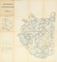 1965-1966 Magyarország autóbusz-hálózata, kétoldalas térkép, kis szakadásokkal, 69x69 cm